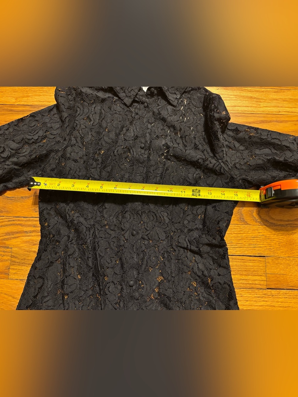 ZARA Black Lace Button-Down Collared Shirt - Picture 7 of 12